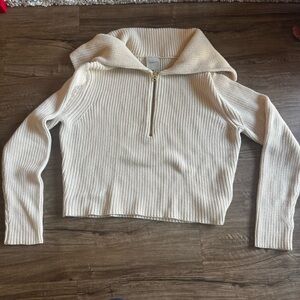 Varley Elise half zip knit sweater size small cream